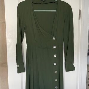 Massimo Dutti Olive Long Sleeve Dress